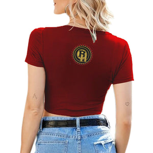 Bay Hustlin Women's Sexy V-neck Tie Up Crop Top