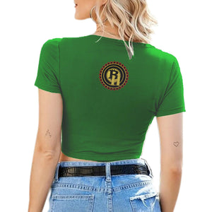 Bay Hustlin Women's Sexy V-neck Tie Up Crop Top