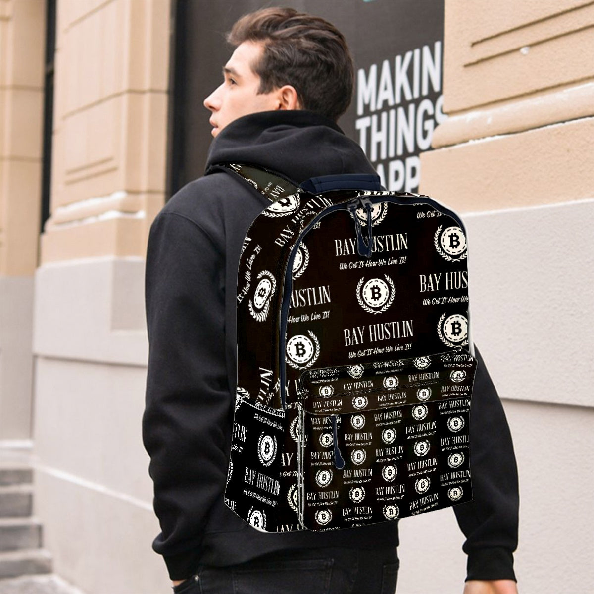 Bay Hustlin  Leather Backpack