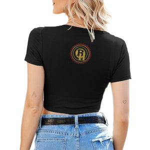 Bay Hustlin Women's Sexy V-neck Tie Up Crop Top