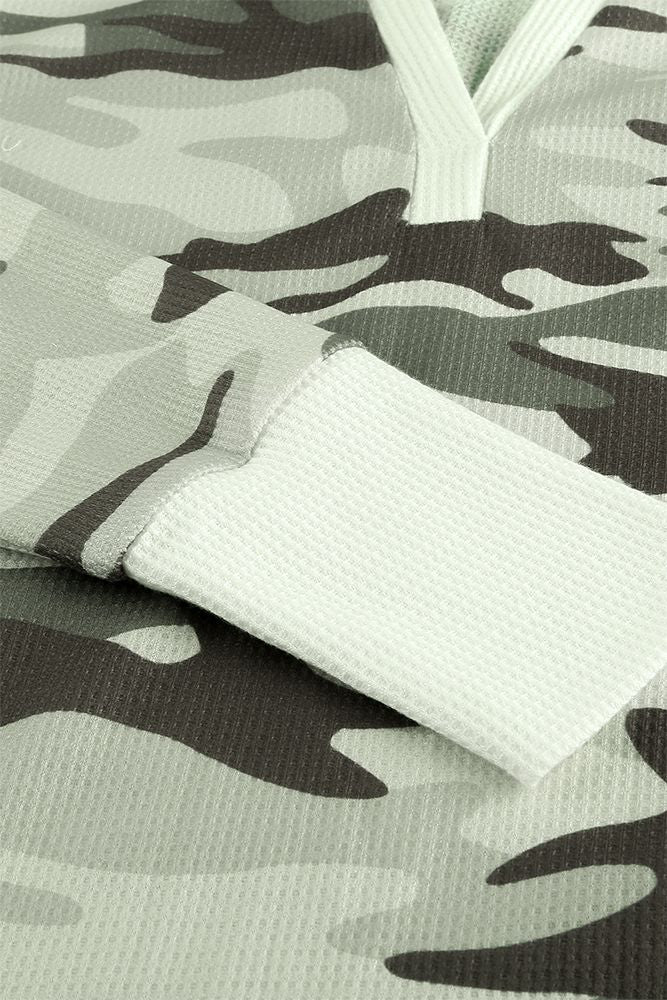 Bay Hustlin V Neck Camo Top