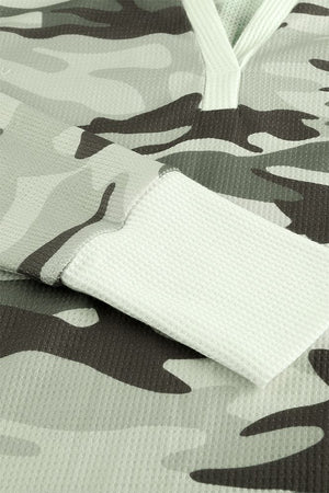 Bay Hustlin V Neck Camo Top